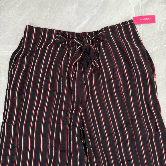 Women’s Xhiliration Target Striped Tie Front Pants Pockets Plus Size XXL - Picture 2 of 16